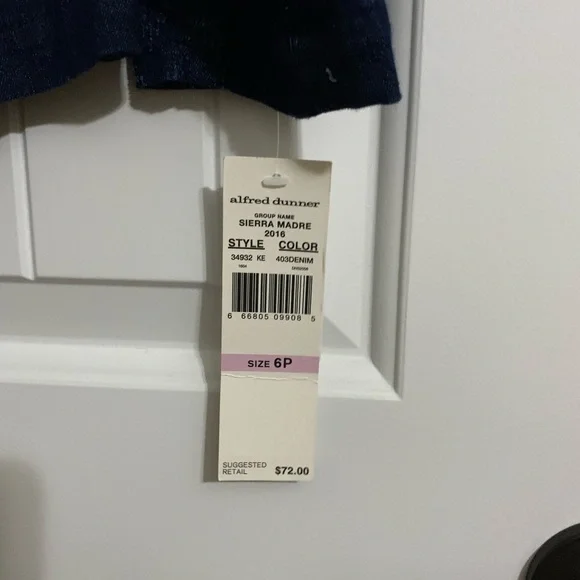 Alfred Dunner Blue denim jean jacket stretch chevron herringbone 6P nwt - Picture 6 of 8